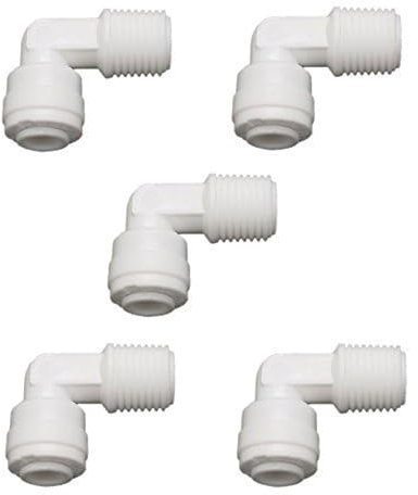 Lemoy 1/4 Zoll Außengewinde auf 1/4 Zoll Rohrbogen Quick Connect Ro Umkehrosmose Wasserfilter Armatur Außenbogen 5 Stück