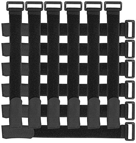 Kabelbinder, 10 Stück, schwarz, mit Haken und Schlaufe, wiederverwendbare Gurte 2,0 cm x 45 cm, 10 Stück – Schwarz