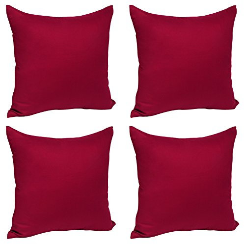 WOLTU® 4X Kissenbezug Kissenhülle 100% Baumwolle mit Reissverschluss, 4er Set Sofakissen Dekokissen Kopfkissen Hülle Bezüge Bezug, 35x35 cm, Bordeaux