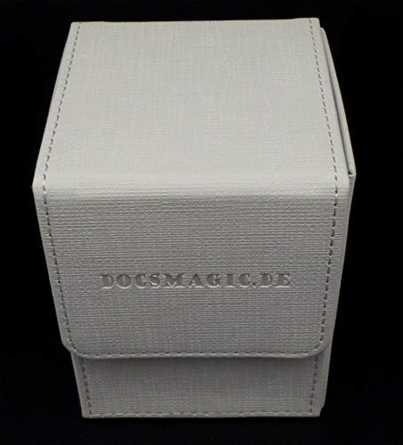 docsmagic.de Premium Magnetic Flip Box (100) White + Deck Divider - MTG PKM YGO - Caja Blanco