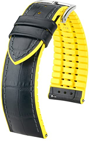 HIRSCH Herren Performance Uhrenarmband Modell Andy 18 mm Schwarz/gelb