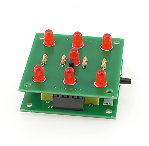 AVT1661 KIT DIY Elektronischer Würfel, Spielwürfel, Elektronik-Bausatz zum Löten Lernen, Übungsplatine zum Löten Lernen, DIY-Kit, Elektronik Bauset