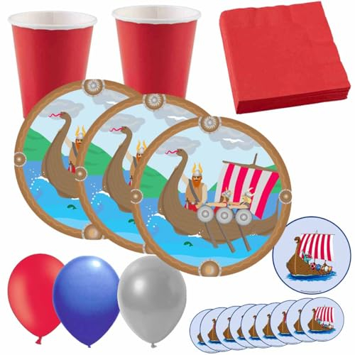 Partyset * Wikinger * 54tlg. // Wikinger Partydekoration // Kindergeburtstag Wikinger Partyset