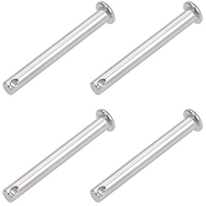 sourcing map Single Hole Clevis Pins - 6mm X 50mm Flat Head 304 Stainless Steel Link Hinge Pin 4Pcs