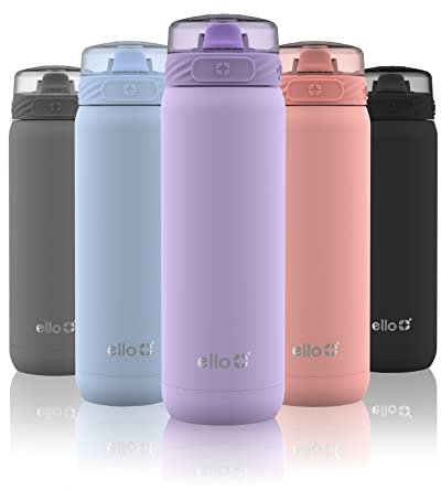 Ello Cooper Vacuum Insulated Stainless Steel Water Bottle, 22 oz, Lilac