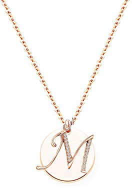 baobei collana girocollo lettera A-Z iniziale 14k oro rosa nome in acciaio inossidabile collana con ciondolo tondo personalizzata fatta a mano per donna ragazze senza nichel con portagioie (M)