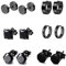 6 Pairs Black Earrings Studs, Stainless Steel Studs Set Cartilage Earrings Hoops Barbell Ear Plugs Ear Piercing Triangle Screw Studs Barbell Earring Ear Studs Men's Earrings