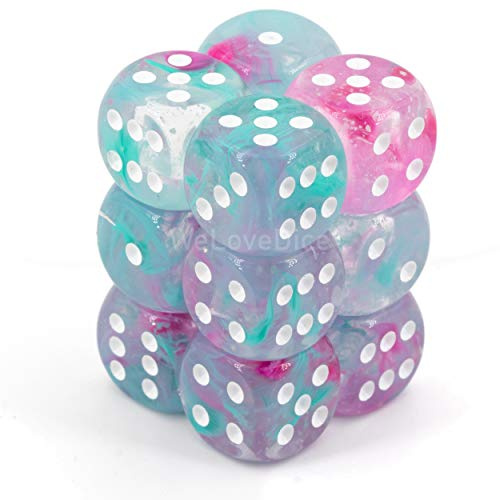 Nebula 16mm d6 Wisteria/White Luminary Dice Block (12 dice)