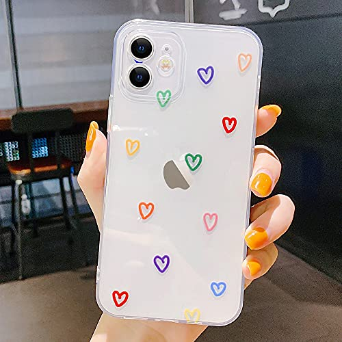 Urarssa Kompatibel mit iPhone 11 Hülle Cute Love Heart Handyhülle Transparent Stoßfest dünn weich TPU Silikon Schutzhülle Handytasche Flexible Case für iPhone 11, Hohl Herz