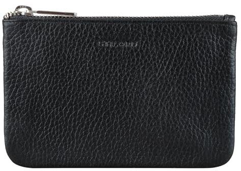 STILORD 'Samy' Kartentasche Leder Kartenetui Vintage Ledermäppchen ideal als Geldbörse Kreditkartenetui Schlüsseletui Organizer Reise Etui für Herren Damen Echtleder, Farbe:schwarz