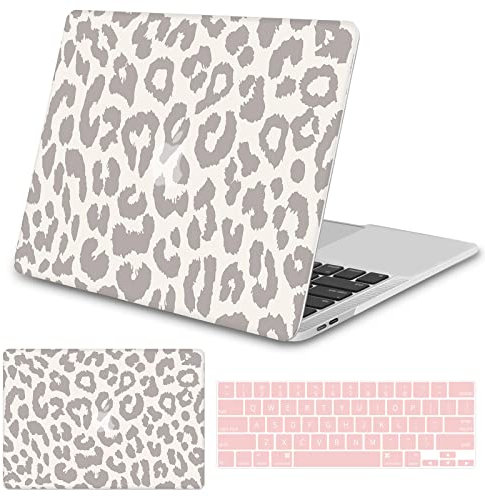 Seorsok Kompatibel mit MacBook Pro 13 Zoll Laptop Hülle M2 2022 2020 Release M1 A2338/A2251/A2289 Touch ID Schutzhülle Kunststoff Hartschale & Tastaturabdeckung, Leopardenmuster