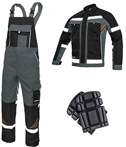 Bib And Brace Overalls Dungaree Men Hi Vis Reflective Trousers With Knee Pads Jacket Available Perfect For Work Mechanic Flooring Trades