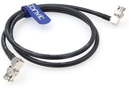 Eonvic Neutrik - Cable coaxial BNC HD SDI de 12 G, cables de vigilancia para cámara CCTV 4K de señal de vídeo (50 cm, ángulo recto BNC, negro)