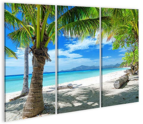 islandburner Bild auf Leinwand Strand Palmen Weißer Sand Karibik Bilder Wandbilder Poster