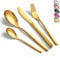 vancasso Besteck Set 12 Personen, Besteck Set 18/10 Gold Besteckset mit Messer/Gabel/Löffel/Dessertlöffel, 48-pcs Goldenes Besteck Poliert mit Geschenkbox, Modernem und Schlichtem Design