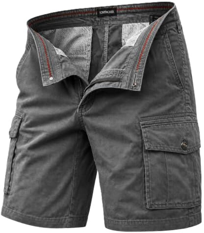 TONY BACKER Pantaloncini Cargo Uomo Shorts Cotone Multi-Tasca Pantaloni Corti F1586 (IT, Numero, 50, 48, Regular, Regular, Grigio)
