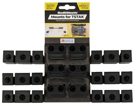 StealthMounts Befestigungssatz für DeWalt TSTAK (3er Pack) | T-STAK Wandmontagesystem | Montagehalterung, Schwarz | Robuste Konstruktion, einfache Installation, kompatibel mit DeWalt TSTAK-Boxen