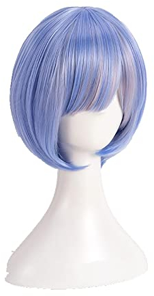 Wig For Re:Life In a Different World From Zero Rem Ram Cosplay Wig Short Heat Resistant Synthetic Hair Wig + Wig Cap Rem