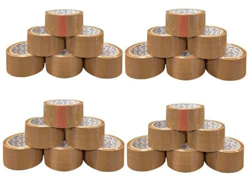 BARGAIN FACTORY Heavy Duty Strong Packaging Tape, Great For Packing, Shipping & Moving, 24 Roll - Brown (48mm x 66m) For Industrial and House Hold Uses