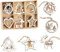 24 Stück Baumschmuck Weihnachten Holz, Weihnachtsanhänger Weihnachtsbaumschmuck Holz, Tannenbaumschmuck Christbaumschmuck Holz 18 Verschiedene Musters mit 24* Kugelaufhänger S-Haken in Gold Marke