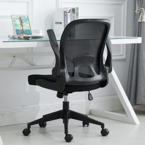 Ahua Silla de Oficina Reposabrazos abatibles Silla de Escritorio Fácil de Montar Silla de Malla Transpirable con cojín Grueso Rotación de 360 Grados y función de elevación Model: CY-8002-BB