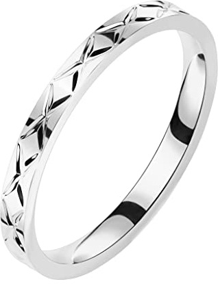 Paula & Fritz® Ring Damen Bandring Silber 316L Chirurgenstahl Größe 57 (18,1) 2,5-mm breit Damen-Ring Herren-Ring Partner-Ring Verlobungs-Ring Ehering
