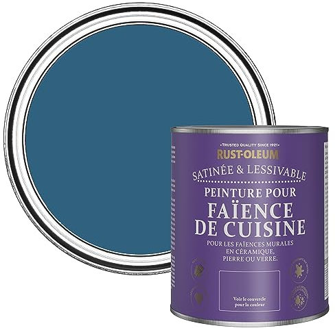 Rust-Oleum Peinture Bleue Résistante à l'eau pour Faïence de Cuisine, Finition Satinée - Cobalt 750ml