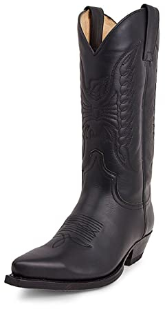 Stivali da Cowboy da Uomo Ricamo a Punta Stivali Western Autunno Inverno Stivali a metà Polpaccio Vintage,Nero,45 EU