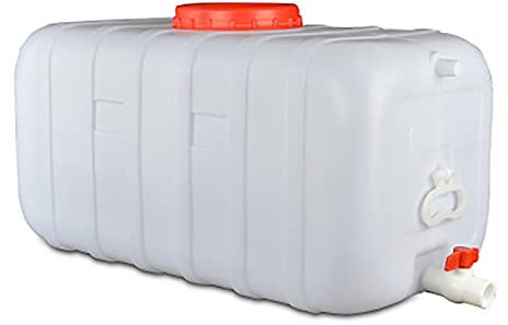 Bidón para agua Cubos De PláStico De Calidad Alimentaria Con Grifo Gran Capacidad Contenedores Tanques De Almacenamiento De Agua DoméSticos Rectangular Blanco Grandes DepóSitos De Agua(Size:160L)