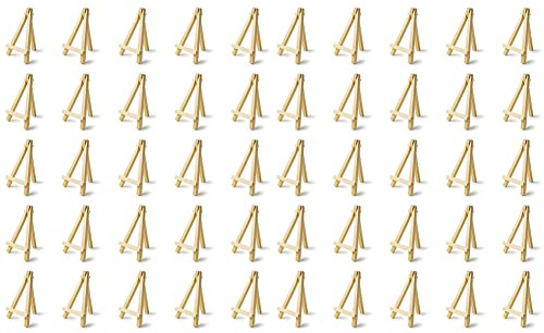 Grendly Lot de 50 mini chevalets en bois de 12,7 cm pour cartes de visite, photos d'affichage, petites toiles, salle de classe, bricolage, loisirs créatifs