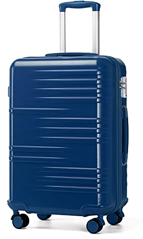 British Traveller Handgepäck Koffer Mittelgroß Reisekoffer Mittelgroß Hartschalenkoffer 64 * 43 * 26.5cm mit TSA-Schloss Koffer Trolleys ABS+PC Blau