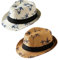 Maeau Chapeau de Paille Plage Enfant Garçon Fille Chapeau de Jazz Blanc Été Panama Trilby Fedora 1 2 3 Ans Casquette de Soleil Bébé Anti UV Imprimé Chapeau de Cowboy en Paille Voyage Vacances 54cm
