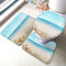 Set 3 Teilig Badvorleger Muscheln Tropical Beach Sand Blue Sea Seashell Sonniger Himmel Teppich Langlebige Wasserabsorbierend Küchentürteppich, Für Wc-Sitz Bezug, Wohnzimmer