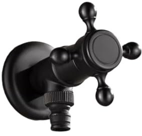 Kaltwasserhahn Gäste Wc Schwarzer Verlängerter 1/2-Zoll/3/4-Zoll-Wasserhahn Und Wischbecken Für Waschmaschine Schnell Zu Öffnende Einzelne Kaltwasserdüse Komplett Aus Kupfer Einfacher 1/2-Zoll