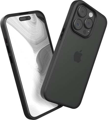 EAZY CASE - Hybrid Outdoor Case kompatibel mit iPhone 15 Pro Handyhülle für iPhone 15 Pro Hülle als Fallschutz schlanke Schutzhülle stoßfestes Cover in Matt Transparent/Schwarz