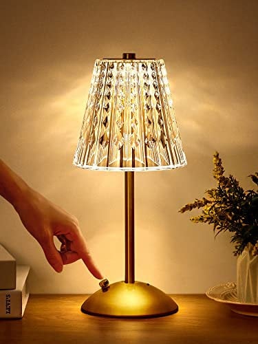 One Fire Touch Bedside Lamps, Upgraded 3200mAh Rechargeable Table Lamp, 10-Way Dimmable, 3 Colors Battery Operated, Cordless Small Lamps for Bedroom and Living Room