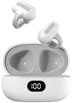 DOMIKIT Kabellose Bluetooth-Kopfhörer 5.3 – Kopfhörer mit Touch-Steuerung, 16 Stunden Spielzeit, Ladehülle, geräuschunterdrückende Kopfhörer mit integriertem Mikrofon, Weiß