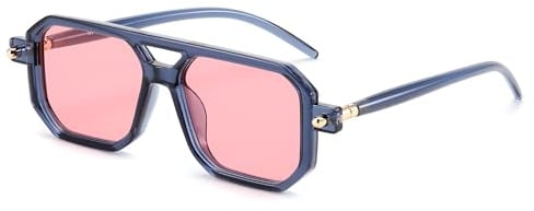 FEISEDY Retro 70er Jahre Sonnenbrille Damen Herren Vintage Flache Quadratische Brille mit UV400-Schutz B2622