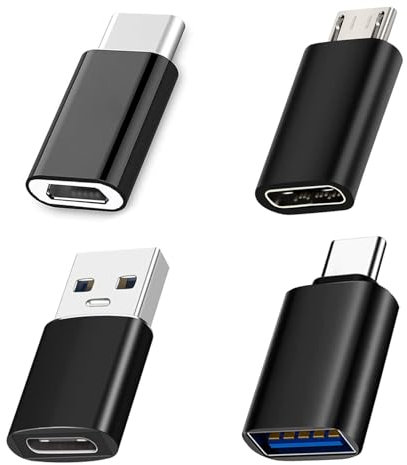NXPUXP Adattatore USB C(4 Pezzi),Adattatore USB C a USB 3.0 OTG,Adattatore USB C a Micro USB,Compatibile con Laptop,Cellulari,in Auto,Trasferimento Dati Per
