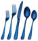5 Stück Geschirr Set Blaues Silbergeschirr Set 5-teiliges Reisebesteck Campingbesteck Besteckset Edelstahl Essbesteck Set Edelstahl Geschirr Für 5 Include/Gabel*2/Löffel*2/Speisemesser (Blue)