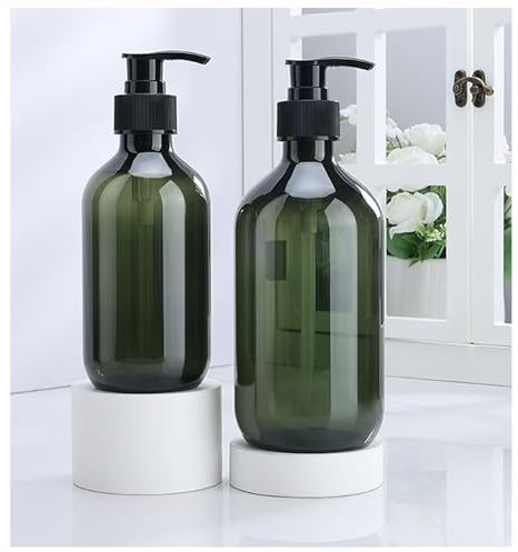Lot de 2 distributeurs de savon à pompe - 500 ml - Pour cuisine, salle de bain, plan de travail, cuisine - Vert