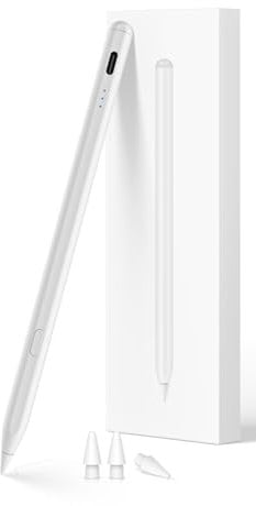 Stylus Stift für iPad 2018-2025 mit USB-C Schnellladeleistung, Palm Rejection und Neigungssensitivität Pencil für ipad 11/10/9/8/7/6, iPad mini 7/6/5, iPad Air M3/M2/5/4/3, i-Pad Pro M4 13/12.9″/11″