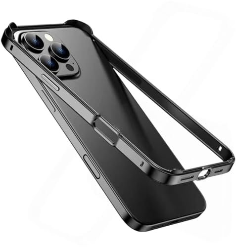Aluminum Frame Metal Bumper for iPhone 16 Pro Max Case, Slim Metal Bumper Case for iPhone 16 Pro Max, with Soft TPU Inner, Shock Absorbent Protective Cover (for iPhone 16 Pro,Black)