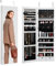 VEVOR Armoire à Bijoux Mural 119,5 cm, Organisateur de Bijoux avec Miroir et LED Intérieur, Meuble de Rangement Mural pour Bijoux Verrouillable, Fixé au Mur ou à la Porte, avec Tiroirs, Blanc