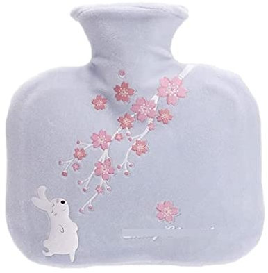 REIFOR Bouillotte Eau Chaude Bouillotte avec Housse De Lapin Polaire Sac À Eau Chaude Rectangulaire pour Soulager La Douleur Cou Maux De Dos Nuits Douillettes Bouillotte Mère Fille Petite Amie(A)