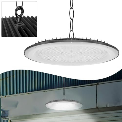 UISEBRT UFO Projecteur de salle LED 500 W 6000 K-6500 K Blanc froid Haute Bay Light LED Lampe d'atelier IP65 étanche pour usines, garage, entrepôt