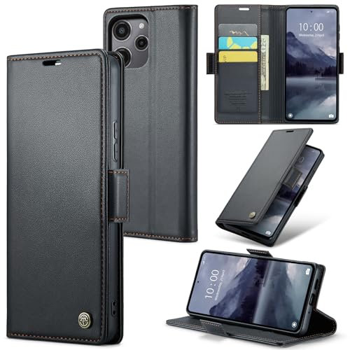 Rerzoiro Coque pour Xiaomi Redmi 12 4G/5G, Étui Housse en RFID Protection Premium PU Cuir Portefeuille Rabat Case Magnétique Stand Antichoc, Étui Case pour Xiaomi Redmi 12 5G/4G, Noir