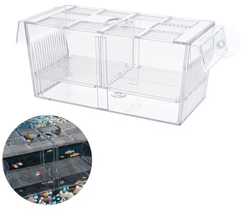 Aufzuchtbecken Aquarium, Acrylic Fischzuchtkasten mit Saugnäpfen, Ablaichkasten Aquarium Groß für für Babyfische, Garnelen, Clownfische und Guppys Kleine Größe