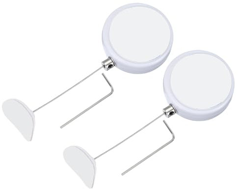 PATIKIL 3.3 Ft Retractable Remote Control Tether, 2 Pcs Round Security Cable Lanyard Lock with Double Sided Adhesive for TV Remote Control Gaming Controller, White(Curved Rubber Cap)