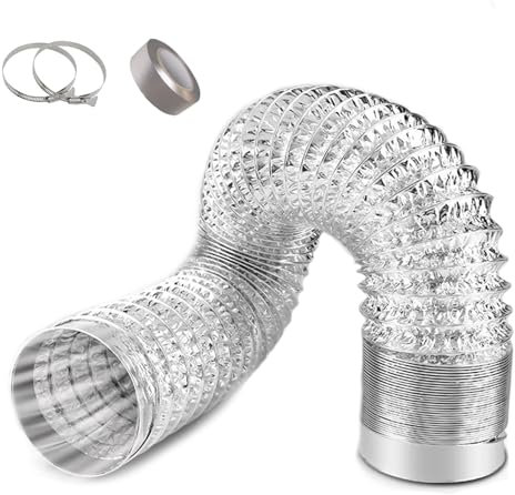 Tubo flessibile di sfiato dell'essiccatore in alluminio da 4 m Tubo retrattile per forno Suburban RV Include morsetti e nastri 8 cm di diametro